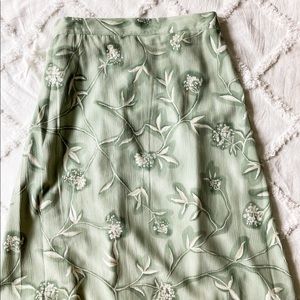 Vintage sage floral elastic skirt large